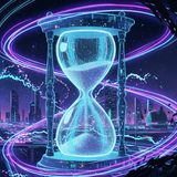 Glowing blue hourglass