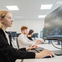 A candidate sitting a computer-based test